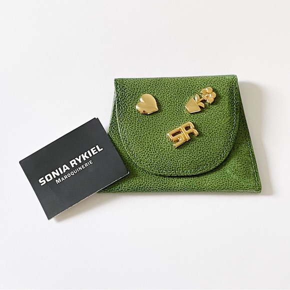 Sonia Rykiel green leather vintage rare snap pouch - Picture 2 of 11